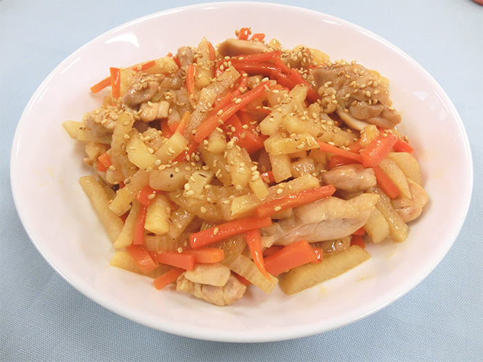 長いもと鶏肉のきんぴら風