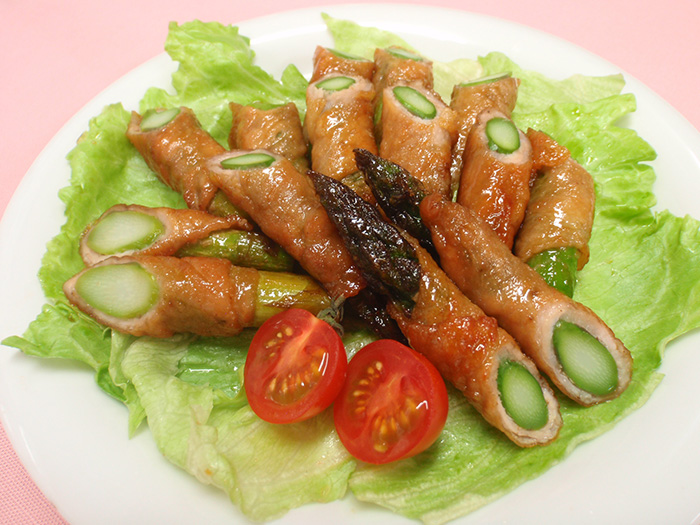 アスパラの豚肉巻き甘辛炒り